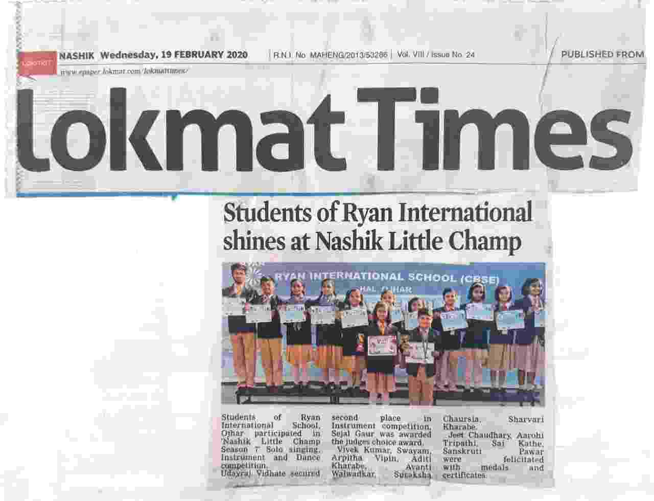 NASHIK LITTLE CHAMPS-SINGING COMPETITION - Ryan International School, Hal Ojhar